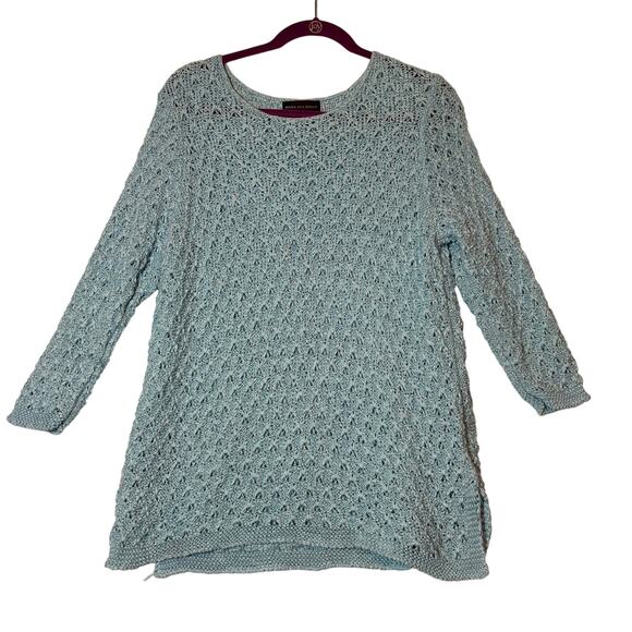 Dana Buchman Sweaters - Dana Buchanan Knitted Cotton Poly Blend Blue Sweater Size XL Women's